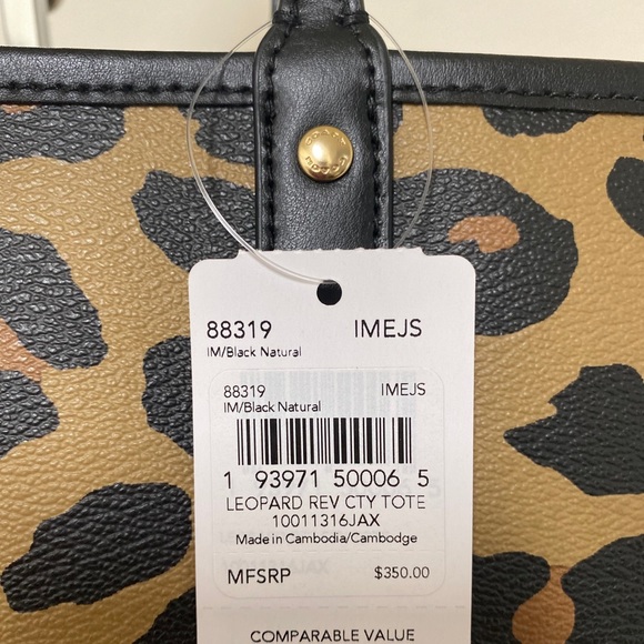 NEW💃COACH REVERSIBLE CITY TOTE ANIMAL PRINT PURSE - Picture 9 of 9